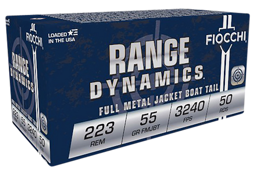 Fiocchi 223A Range Dynamics  223Rem 55gr Full Metal Jacket Boat Tail 50 Per Box/20 Case                                                                                                                 