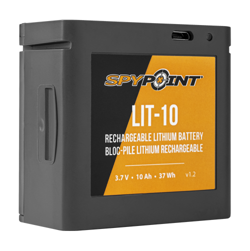 Spypoint 05558 LIT-10 Rechargeable Lithium Battery Pack  Black 3.7 Volts 10,000 mAh Fits LINK-MICRO/LINK-MICRO-LTE/LINK-MICRO-S-LTE/CELL-LINK                                                           