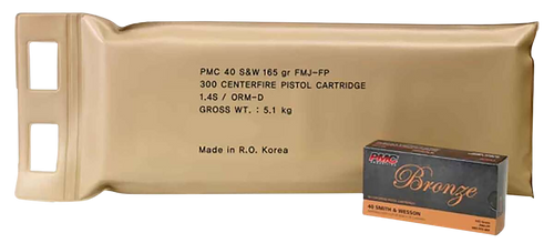 PMC 40DBP Bronze Battle Pack 40S&W 165gr Full Metal Jacket 300 Per Box/3 Case                                                                                                                           