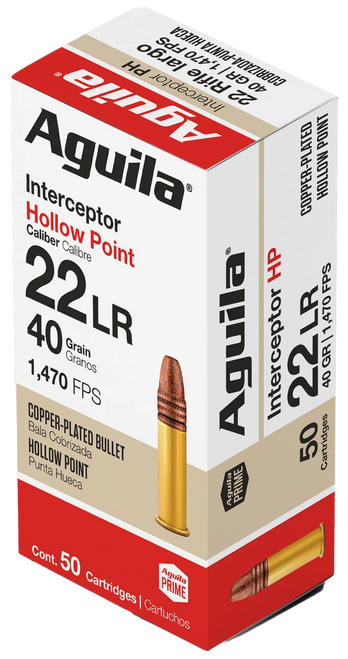 Aguila 1B220321 Interceptor  22LR 40gr Copper Plated Hollow Point 50 Per Box/20 Case                                                                                                                    