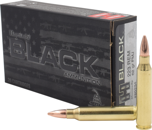 Hornady 80234 Black  223Rem 62gr Full Metal Jacket 20 Per Box/10 Case                                                                                                                                   