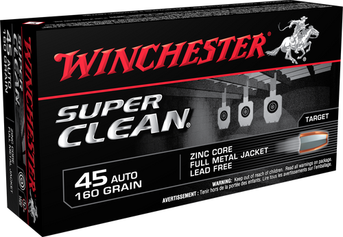 Winchester Ammo W45LF Super Clean  45ACP 160gr Lead Free Full Metal Jacket 50 Per Box/10 Case                                                                                                           