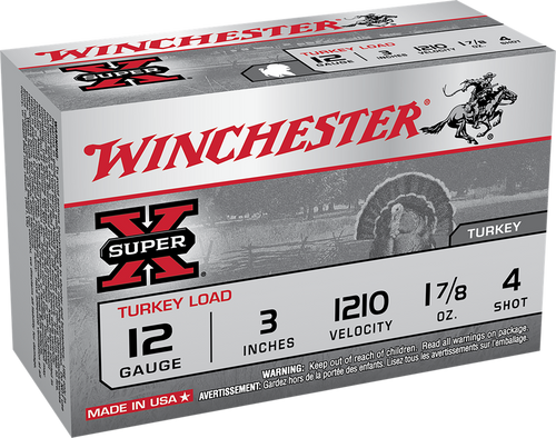 Winchester Ammo X123MT4 Super X Magnum Turkey 12Gauge 3" 1 7/8oz Copper Plated 4Shot 10 Per Box/10 Case                                                                                                 