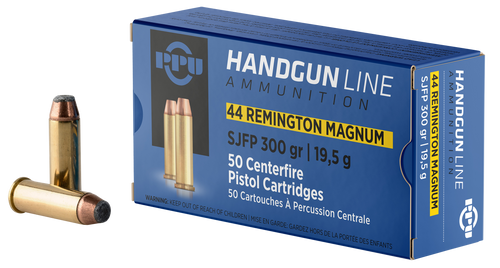 PPU PPH44MF Handgun  44RemMag 300gr Semi Jacketed Flat Point 50 Per Box/10 Case                                                                                                                         