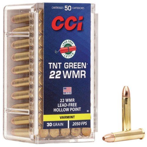 CCI 0060 TNT Green  22WMR 30gr Speer TNT Green Hollow Point 50 Per Box/40 Case                                                                                                                          