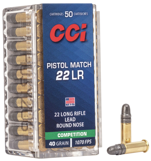 CCI 0051 Pistol Match Competition 22LR 40gr Lead Round Nose 50 Per Box/100 Case                                                                                                                         