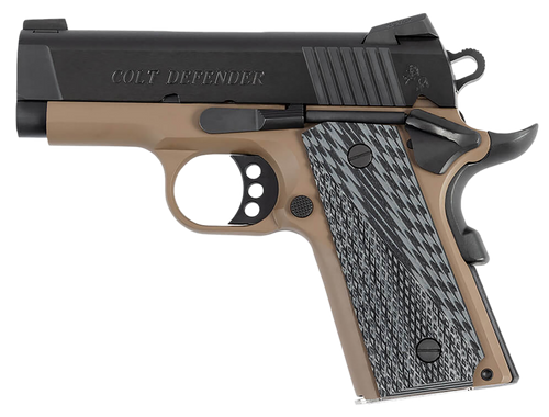 Colt Mfg O7800XEFDE Defender  45 ACP 7+1 3" Black Carbon Steel Serrated Slide, Flat Dark Earth Aluminum Frame w/Beavertail, G10 Grip                                                                    