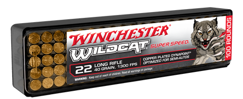 Winchester Ammo WW22LRSSD Wildcat Super Speed 22LR 40gr Copper Plated DynaPoint 100 Per Box/20 Case                                                                                                     