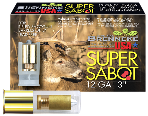 Brenneke SL123SUS SuperSabot  12Gauge 3" 1 1/8oz Sabot Slug Shot 5 Per Box/50 Case                                                                                                                      