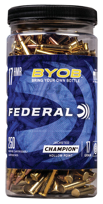 Federal 770BTL250 Champion Training BYOB 17HMR 17gr Speer TNT Jacketed Hollow Point 250 Per Box/8 Case                                                                                                  