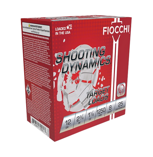 Fiocchi 12SD18X8 Shooting Dynamics  12Gauge 2.75" 1 1/8oz 8Shot 25 Per Box/10 Case                                                                                                                      