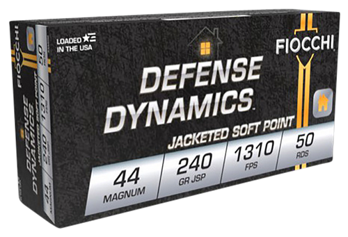 Fiocchi 44A500 Defense Dynamics  44RemMag 240gr Jacketed Soft Point 50 Per Box/10 Case                                                                                                                  