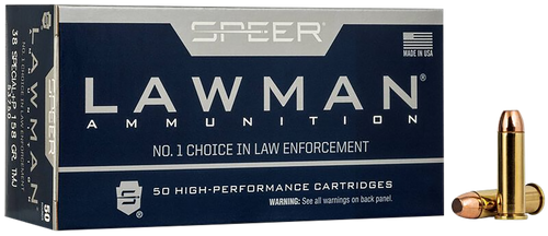 Speer 53750 Lawman  38Special+P 158gr Total Metal Jacket Round Nose 50 Per Box/20 Case                                                                                                                  