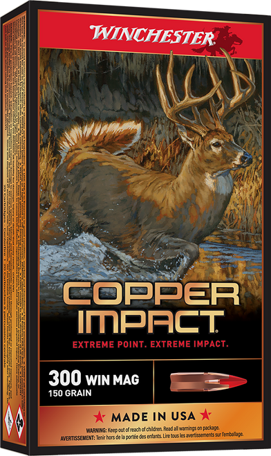 Winchester Ammo X300CLF Copper Impact  300WinMag 150gr Copper Extreme Point Lead Free 20 Per Box/10 Case                                                                                                
