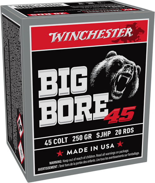 Winchester Ammo X45CBB Big Bore  45Colt 250gr Semi Jacketed Hollow Point 20 Per Box/10 Case                                                                                                             