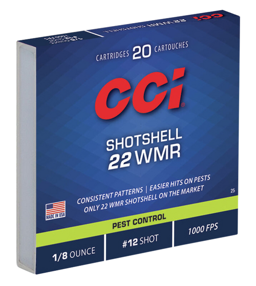 CCI 0025 Pest Control Shotshell 22WMR 52gr #12Shot 20 Per Box/100 Case                                                                                                                                  