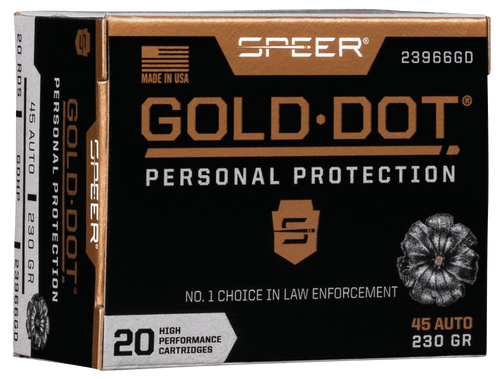 Speer 23966GD Gold Dot Personal Protection 45ACP 230gr Hollow Point 20 Per Box/10 Case                                                                                                                  