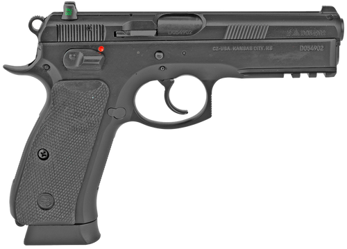CZ-USA 01152 CZ 75 SP-01 Full Size Frame 9mm Luger 10+1 4.60" Black Steel Barrel, Black Steel Serrated Slide, Black Polycoat Steel Frame w/Beavertail & Picatinny Rail, Black Rubber Grip, Right Hand   