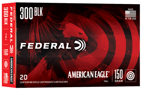 Federal AE300BLK1 American Eagle Rifle 300Blackout 150gr Full Metal Jacket Boat Tail 20 Per Box/25 Case                                                                                                 