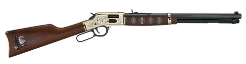 Henry H006GES2 Eagle Scout Centennial Tribute 2nd Edition 44 Special/44 Mag 10+1 20" Blued Octagon Barrel, Polished Brass w/Nickel Plating Drilled & Tapped Receiver, American Walnut Straight Stock    