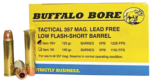 Buffalo Bore Ammunition 19H20 Buffalo-Barnes Strictly Business 357Mag 125gr Barnes VOR-TX XPB Lead Free 20 Per Box/12 Case                                                                              