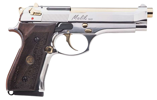 Derya Firearms MELIK9.NG.TR Melik  9mm Luger 17+1 4.90" Gold TiN Steel Barrel, Black Melonite Serrated Steel Slide,  Black Aluminum Frame, Black Polymer Grip                                           
