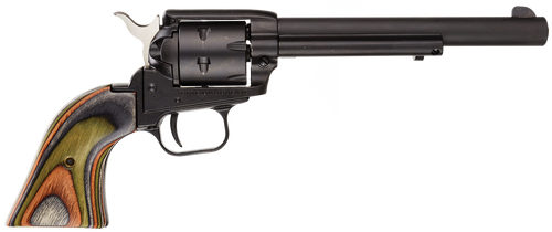 Heritage Mfg RR22MBS6 Rough Rider  22 LR/22 WMR 6 Shot, 6.50" Black Satin Steel Barrel, Black Satin Zinc Alloy Frame, Black Satin Cylinder, Camo Laminate Grip, Exposed Hammer                          