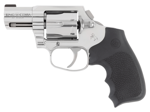 Colt Mfg KCOBRASB2RBB King Cobra  357 Mag 6rd Shot 2" Stainless Steel Barrel, Cylinder & Frame, Black Hogue Overmolded Grip, Exposed Hammer, DAO                                                        