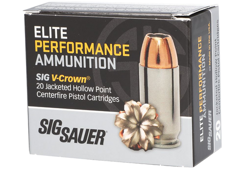 Sig Sauer E40SW220 Elite Performance  40S&W 180gr V-Crown Jacketed Hollow Point 20 Per Box/10 Case                                                                                                      