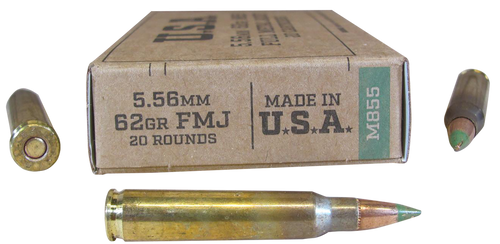 Winchester Ammo SGM855KW USA M855 5.56mm 62gr Full Metal Jacket 20 Per Box/50 Case                                                                                                                      