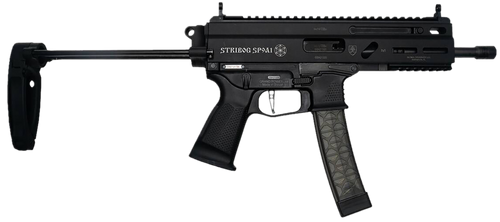 Grand Power 850003223131 SP9A1 Stribog 9mm Luger 30+1 8" Black Threaded Barrel, M-LOK Handguard, Black Aluminum Picatinny Rail Receiver, Black PDW Tailhook Brace, Black Polymer Grip, Thread Protector 