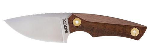 Woox BU.KNF030.01 Bad Boy  2.75" Plain Drop Point D2 Steel Blade American Walnut w/ Brass Hardware Handle 6.25" OAL                                                                                     