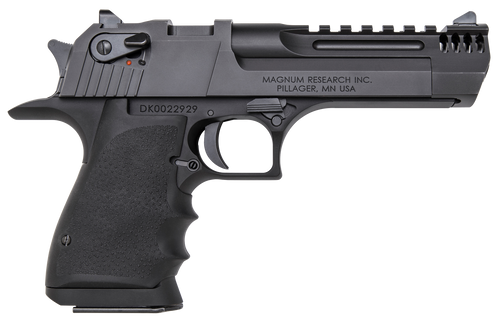 Magnum Research DE50L5IMB Desert Eagle L5 50 AE 5" with Muzzle Brake 7+1 Black Hardcoat Anodized Aluminum Frame Black Carbon Steel Slide Black Hogue Wraparound Rubber Grip                             