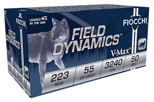 Fiocchi 223HVC50 Field Dynamics  223Rem 55gr Hornady V Max 50 Per Box/20 Case                                                                                                                           