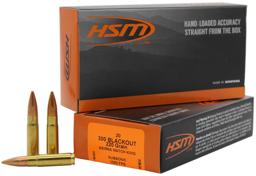 HSM 300BLK4N Match  300 Blackout 220 gr Sierra MatchKing BTHP 20 Per Box/ 25 Case                                                                                                                       