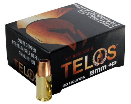 G2 Research G00619 Telos  9mmLuger+P 92gr Fracturing Copper Hollow Point 20 Per Box/25 Case                                                                                                             