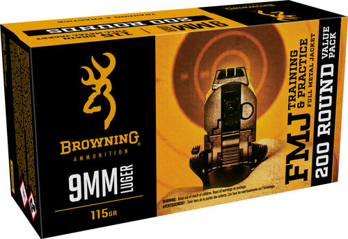 Browning Ammo B1918000969mm Luger 115gr Full Metal Jacket 200 Per Box/5 Case *Bulk Pack                                                                                                                 