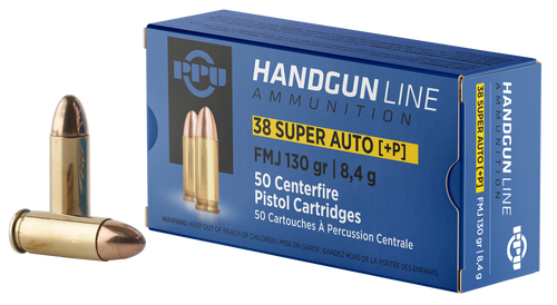PPU PPH38SU Handgun  38Super+P 130gr Full Metal Jacket 50 Per Box/10 Case                                                                                                                               