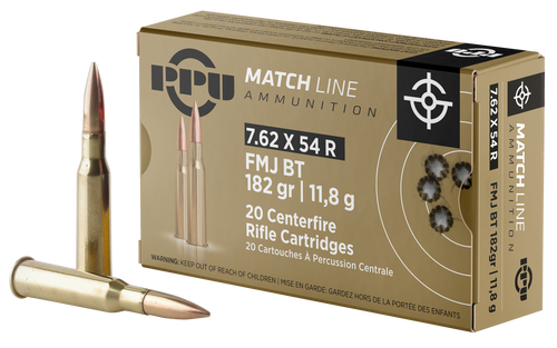 PPU PPM7 Match  7.62x54mmR 182gr Full Metal Jacket 20 Per Box/10 Case                                                                                                                                   