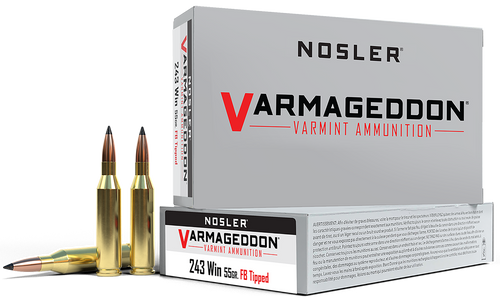 Nosler 65165 Varmageddon  243Win 55gr Flat Base Tipped 20 Per Box/10 Case                                                                                                                               