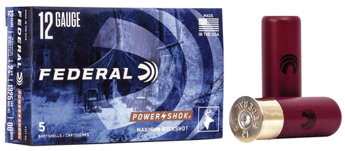 Federal F12700 Power-Shok Magnum 12Gauge 2.75" 9Pellets 1 3/16oz 00BuckShot 5 Per Box/50 Case                                                                                                           