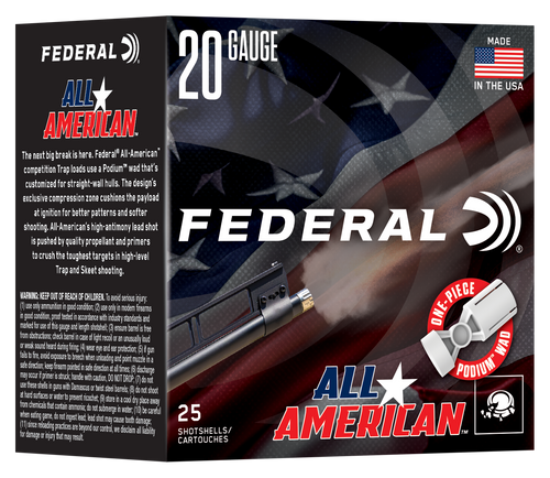Federal FAA207.5   20Gauge 2.50" 7/8oz 7.5Shot 25 Per Box/10 Case                                                                                                                                       