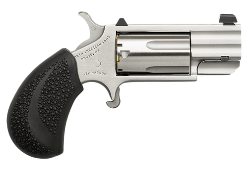 North American Arms PUGD Pug  22 WMR 5 Shot 1" Stainless Steel Barrel, Frame & Cylinder, Black Pebbled Rubber Grip, Exposed Hammer                                                                      