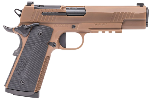 Sig Sauer 1911XR45CXR3 1911-X  Full Size Frame 45 ACP 8+1 5" Black DLC Carbon Steel Barrel, Coyote PVD Optic Cut/Serrated Stainless Steel Slide & Frame w/Beavertail & Picatinny Rail, Black G10 Grip   