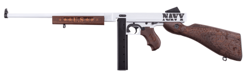 Thompson TM1C5 Navy 250th Anniversary 45 ACP 30+1 16.50" Arctic White & Savage Stainless Cerakote Arctic Steel Barrel & Receiver, Engraved Walnut Fixed Stock, Engraved Wood Grip                       
