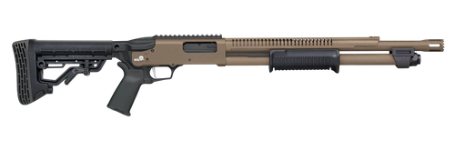 Mossberg 50756 590R  12 Gauge Pump 3" 6+1 18.50" Flat Dark Earth Cerakote Heat Shield Barrel, Flat Dark Earth Cerakote Steel Receiver, Black AR Mil-Spec Adjustable Synthetic Stock, Black Magpul Grip  