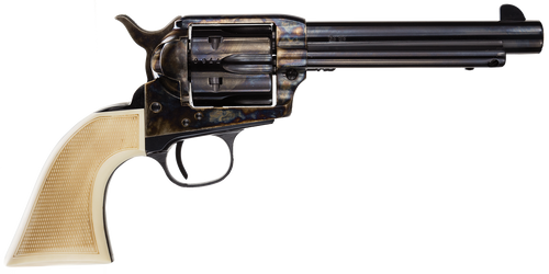 Taylors & Company 555127 Marshal  45 Colt (LC) Caliber with 5.50" Blued Finish Barrel, 6rd Capacity Blued Finish Cylinder, Color Case Hardened Finish Steel Frame & Checkered White Grip                