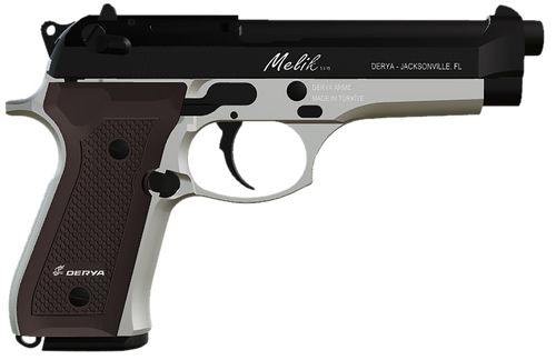 Derya Firearms 10LTTMELIK9TR Melik  9mm Luger 10+1 4.90" Black Melonite Steel Barrel, Black Melonite Serrated Steel Slide, Silver Anodized Aluminum Frame, Dark Walnut Grip                             