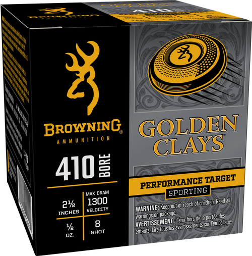 Browning Ammo BGC418 Golden Clays  410Bore 2.50" 1/2oz 8Shot 25 Per Box/10 Case                                                                                                                         