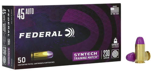 Federal AE45SJ2 Syntech Training Match 45ACP 230gr Total Syntech Jacket Flat Nose 50 Per Box/10 Case                                                                                                    